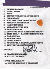 3-3-09 Setlist HOB Anaheim